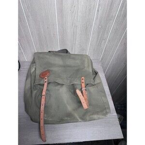 Vintage Duluth Pack Canvas & Leather Backpack Rucksack Olive Green USA Made